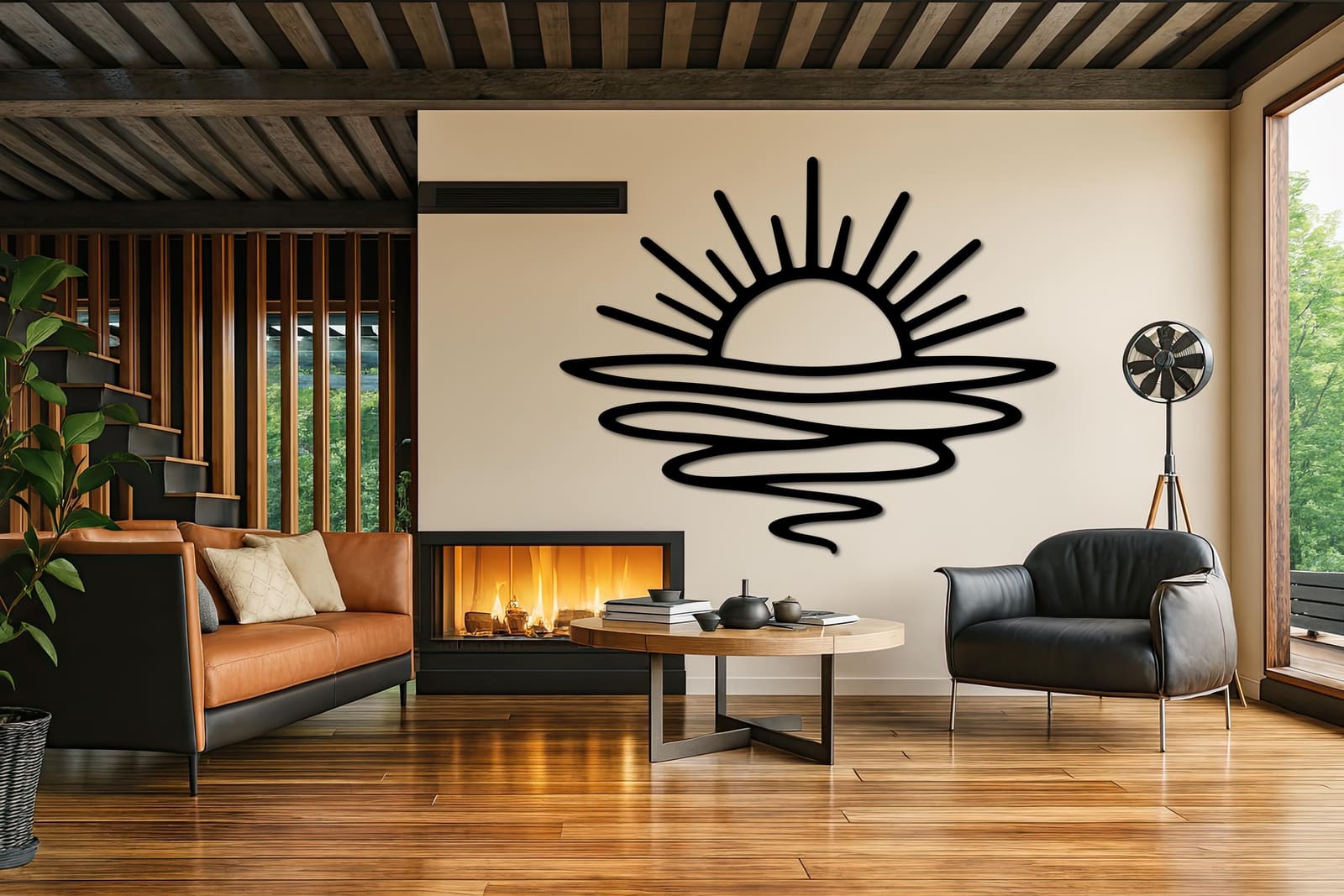 Art Mural Metalik – Perëndimi Minimal · Modeli 2 – punim artizanal çeliku nga AR-TI Atelier – foto 9