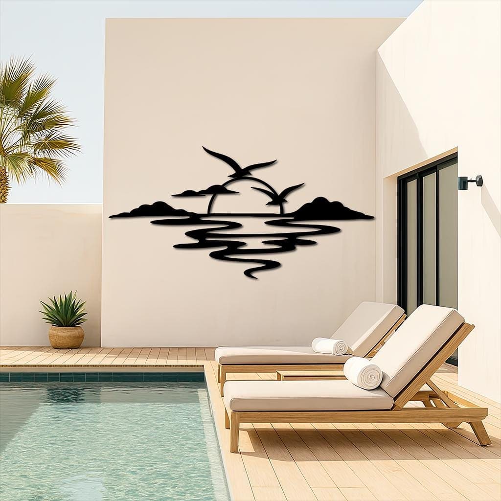 Art Mural Metalik – Perëndimi Minimal – punim artizanal çeliku nga AR-TI Atelier – foto 4