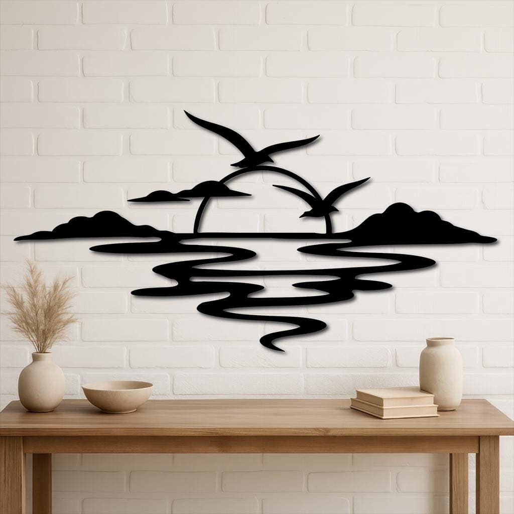 Art Mural Metalik – Perëndimi Minimal – punim artizanal çeliku nga AR-TI Atelier – foto 6