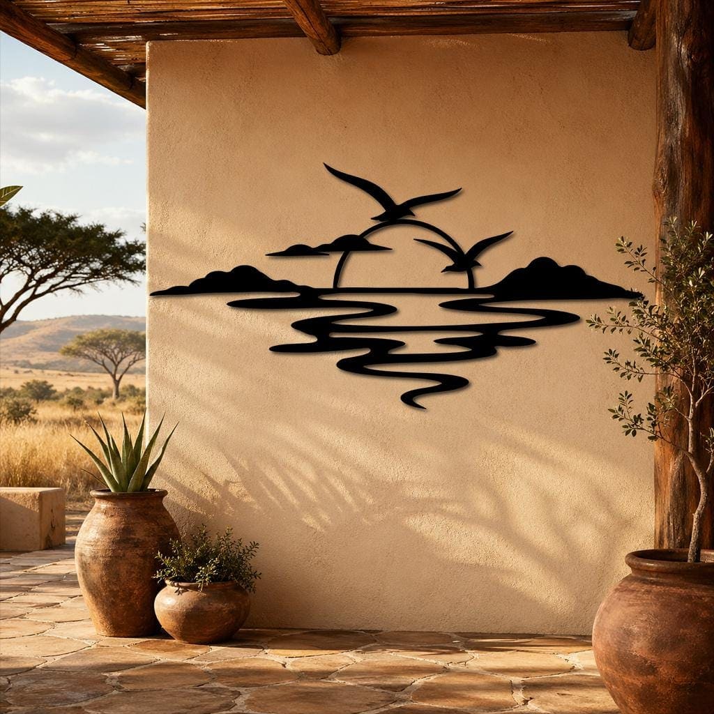 Art Mural Metalik – Perëndimi Minimal – punim artizanal çeliku nga AR-TI Atelier – foto 7