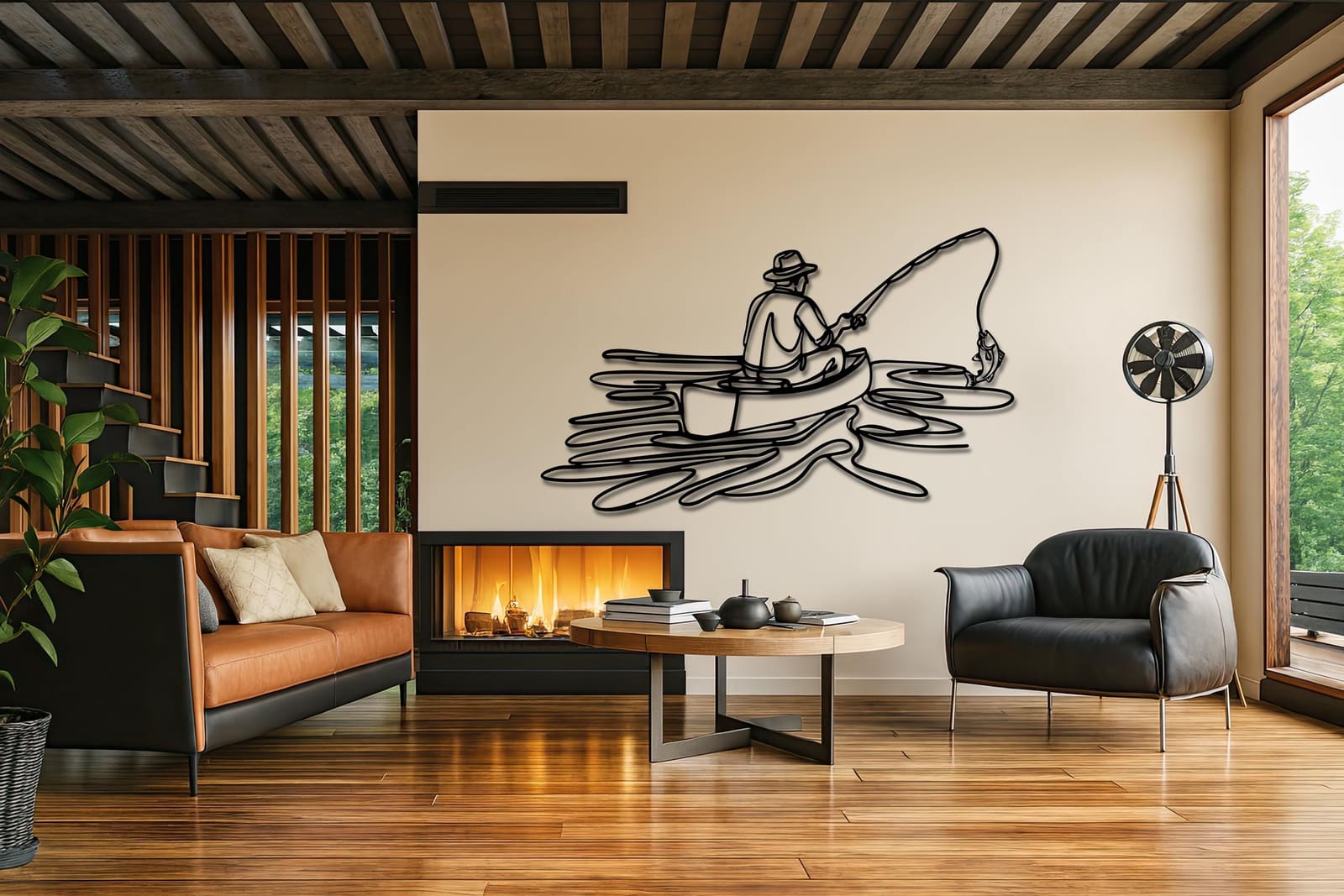 Art Mural Metalik – Peshkimi · Modeli 2 – punim artizanal çeliku nga AR-TI Atelier – foto 1