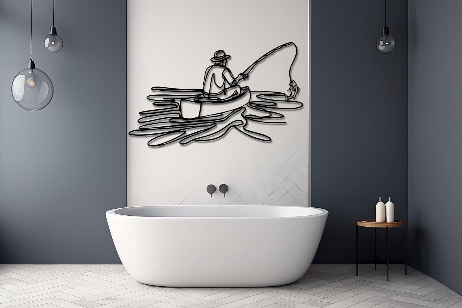 Art Mural Metalik – Peshkimi · Modeli 2 – punim artizanal çeliku nga AR-TI Atelier – foto 5