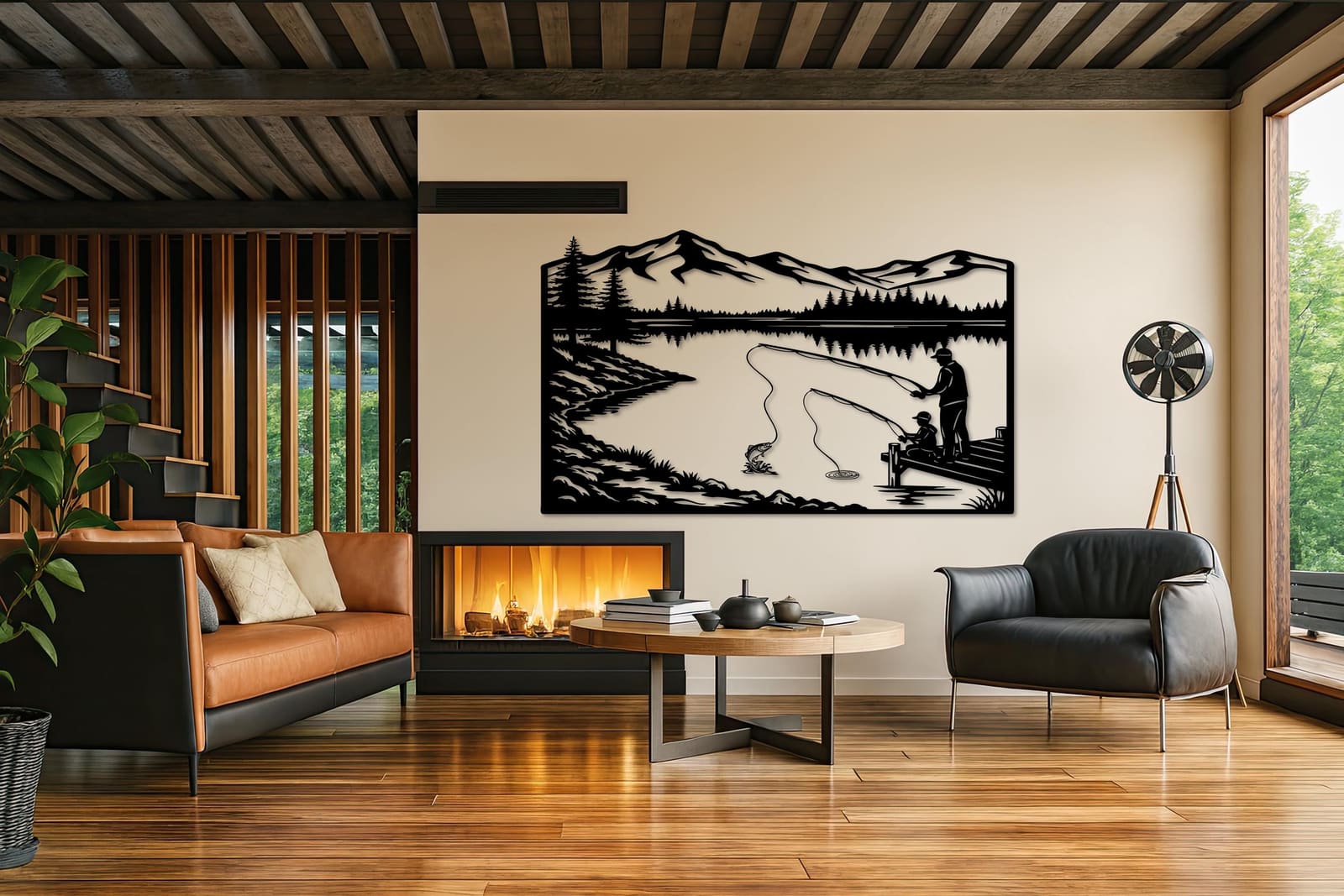 Art Mural Metalik – Peshkimi · Modeli 3 – punim artizanal çeliku nga AR-TI Atelier – foto 4