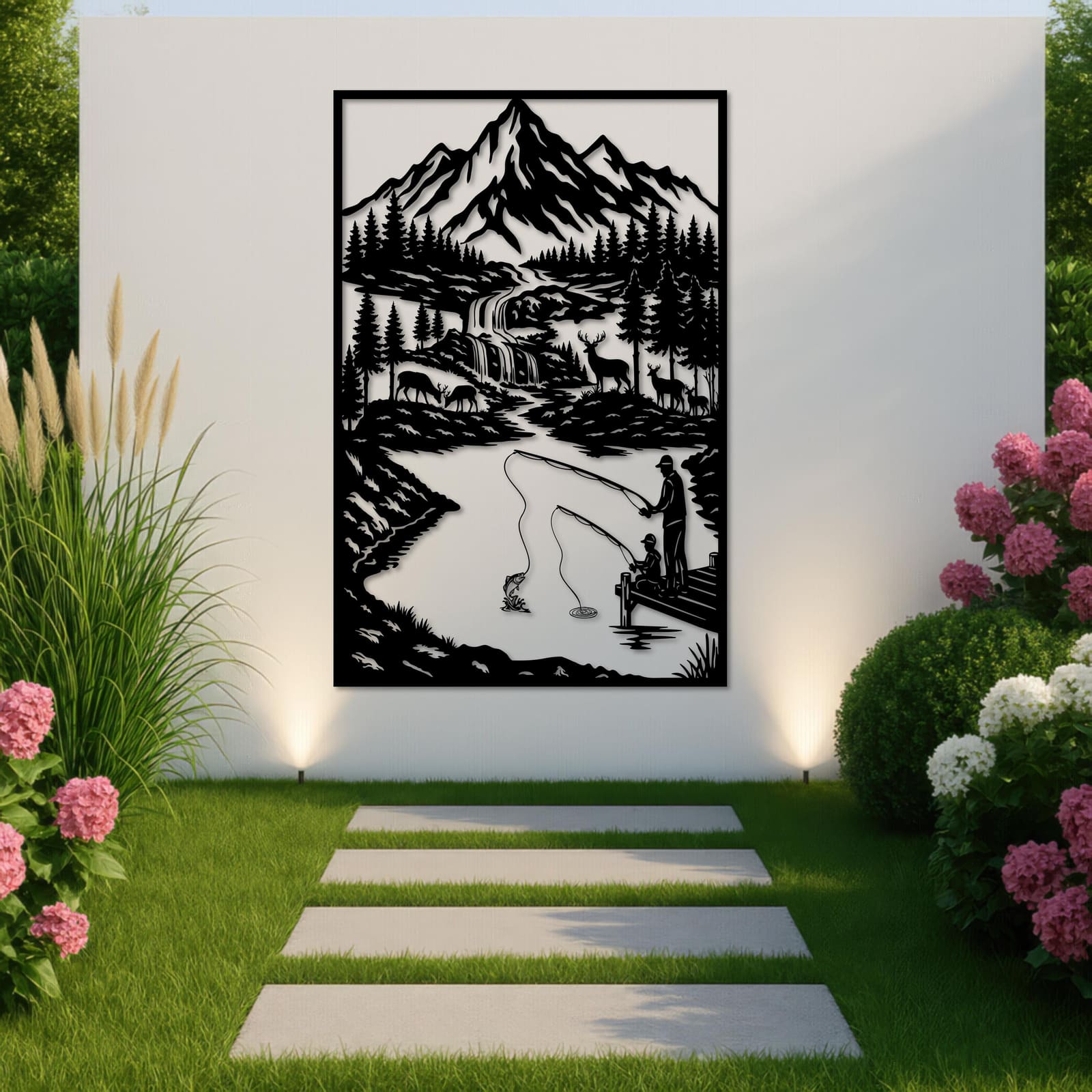 Art Mural Metalik – Peshkimi në Liqen Malor – punim artizanal çeliku nga AR-TI Atelier – foto 4