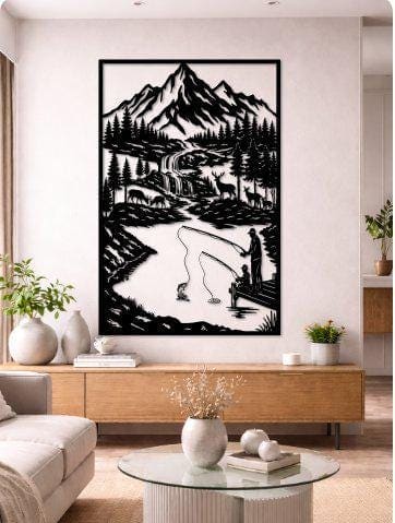 Art Mural Metalik – Peshkimi në Liqen Malor – punim artizanal çeliku nga AR-TI Atelier – foto 8