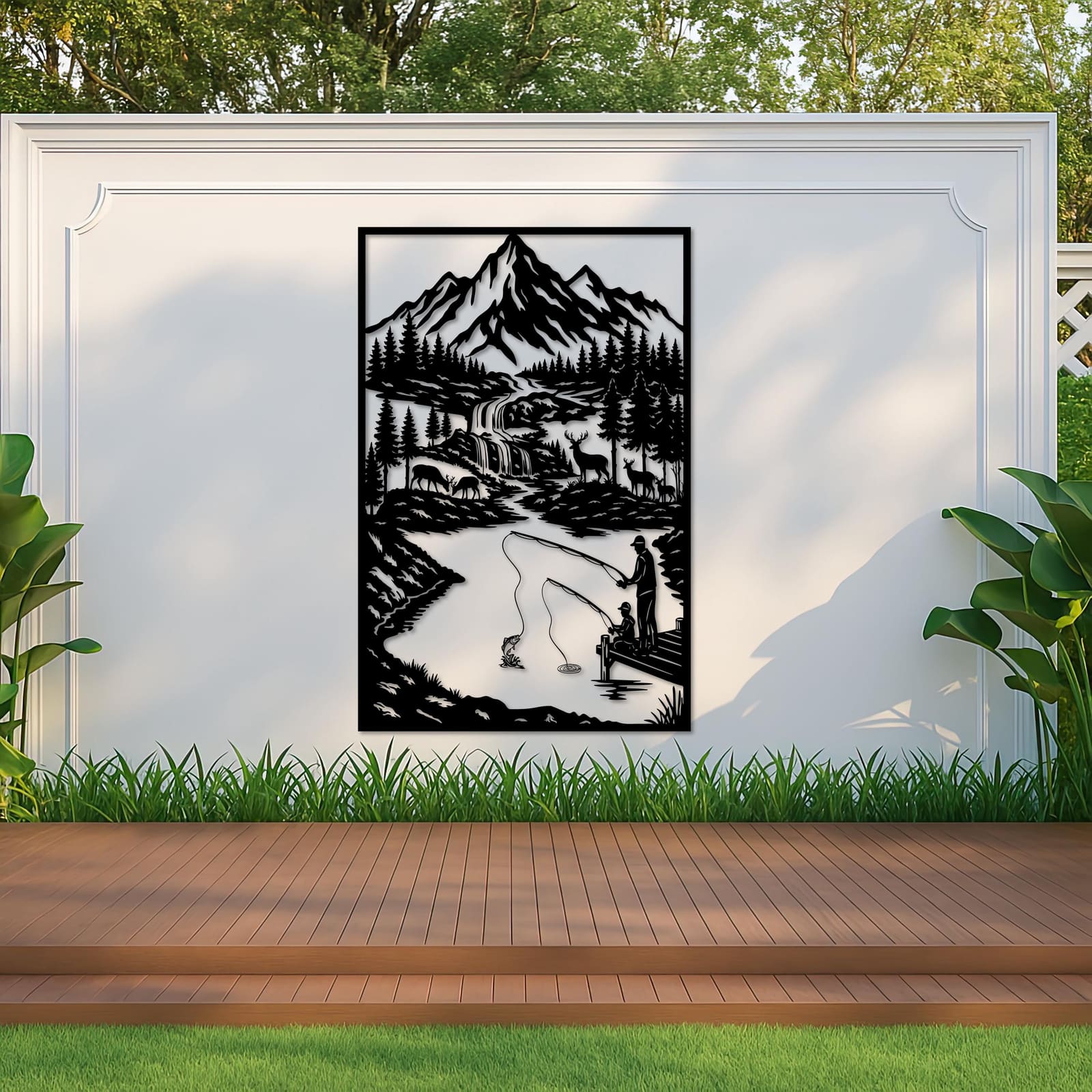 Art Mural Metalik – Peshkimi në Liqen Malor – punim artizanal çeliku nga AR-TI Atelier – foto 9