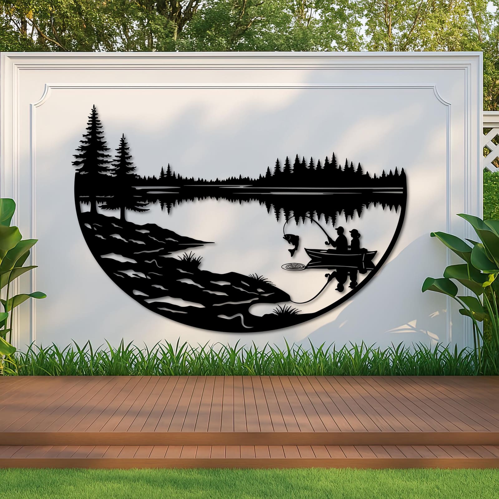 Art Mural Metalik – Peshkimi në Liqen – punim artizanal çeliku nga AR-TI Atelier – foto 2