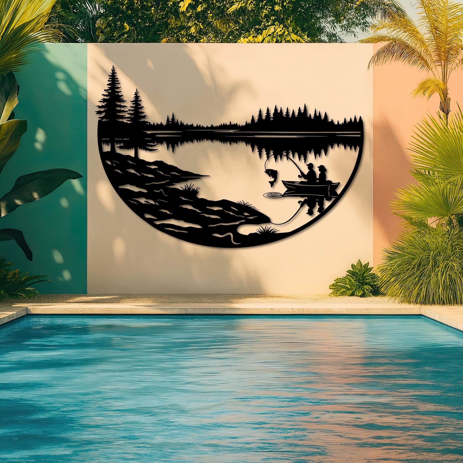 Art Mural Metalik – Peshkimi në Liqen – punim artizanal çeliku nga AR-TI Atelier – foto 5