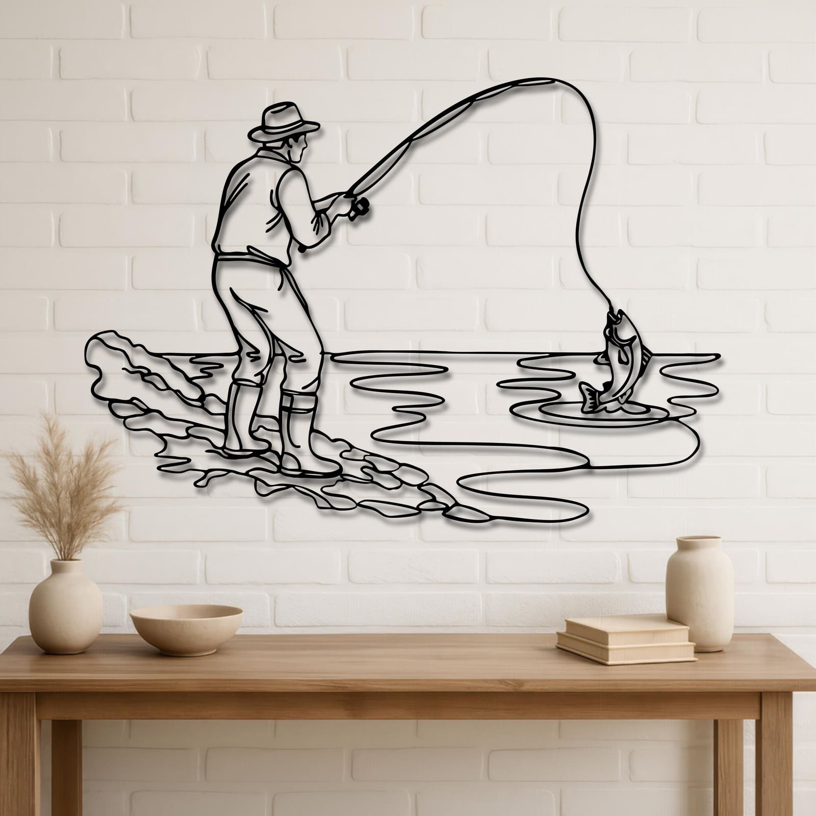 Art Mural Metalik – Peshkimi – punim artizanal nga AR-TI Atelier