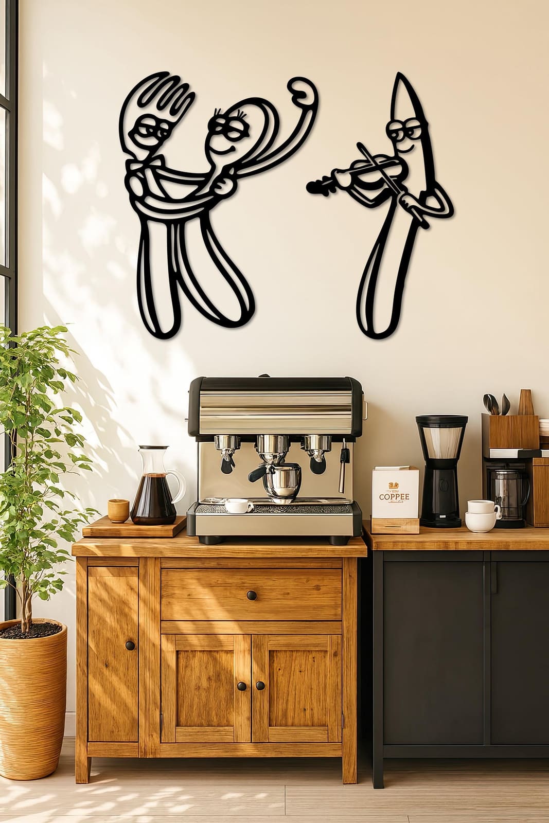 Art Mural Metalik – Piruni dhe Thika – punim artizanal nga AR-TI Atelier