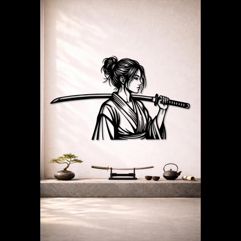 Art Mural Metalik – Samurajja – punim artizanal nga AR-TI Atelier