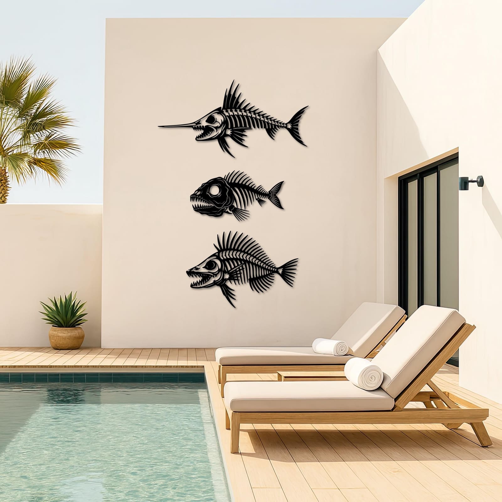 Art Mural Metalik – Skeleti i Peshkut (Set 3 Copë) – punim artizanal çeliku nga AR-TI Atelier – foto 5
