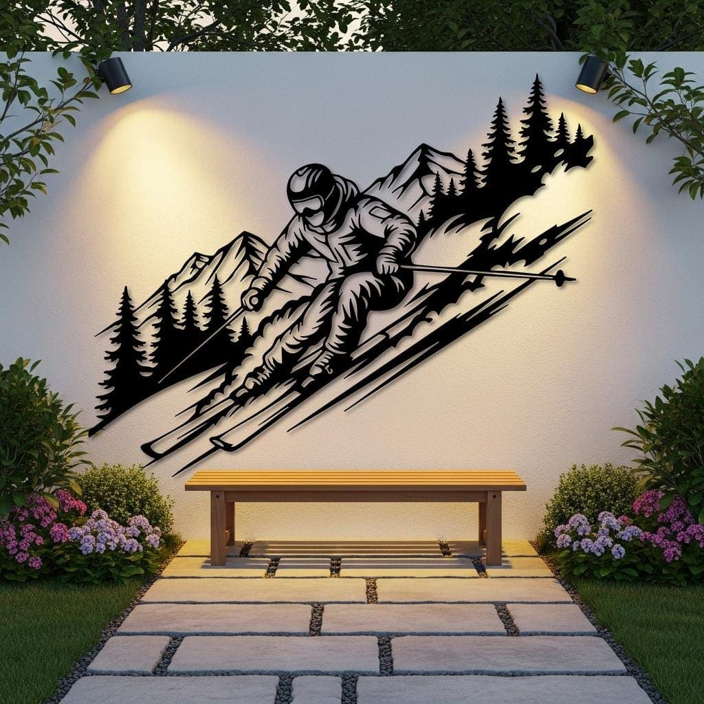 Art Mural Metalik – Skiatori – punim artizanal çeliku nga AR-TI Atelier – foto 2