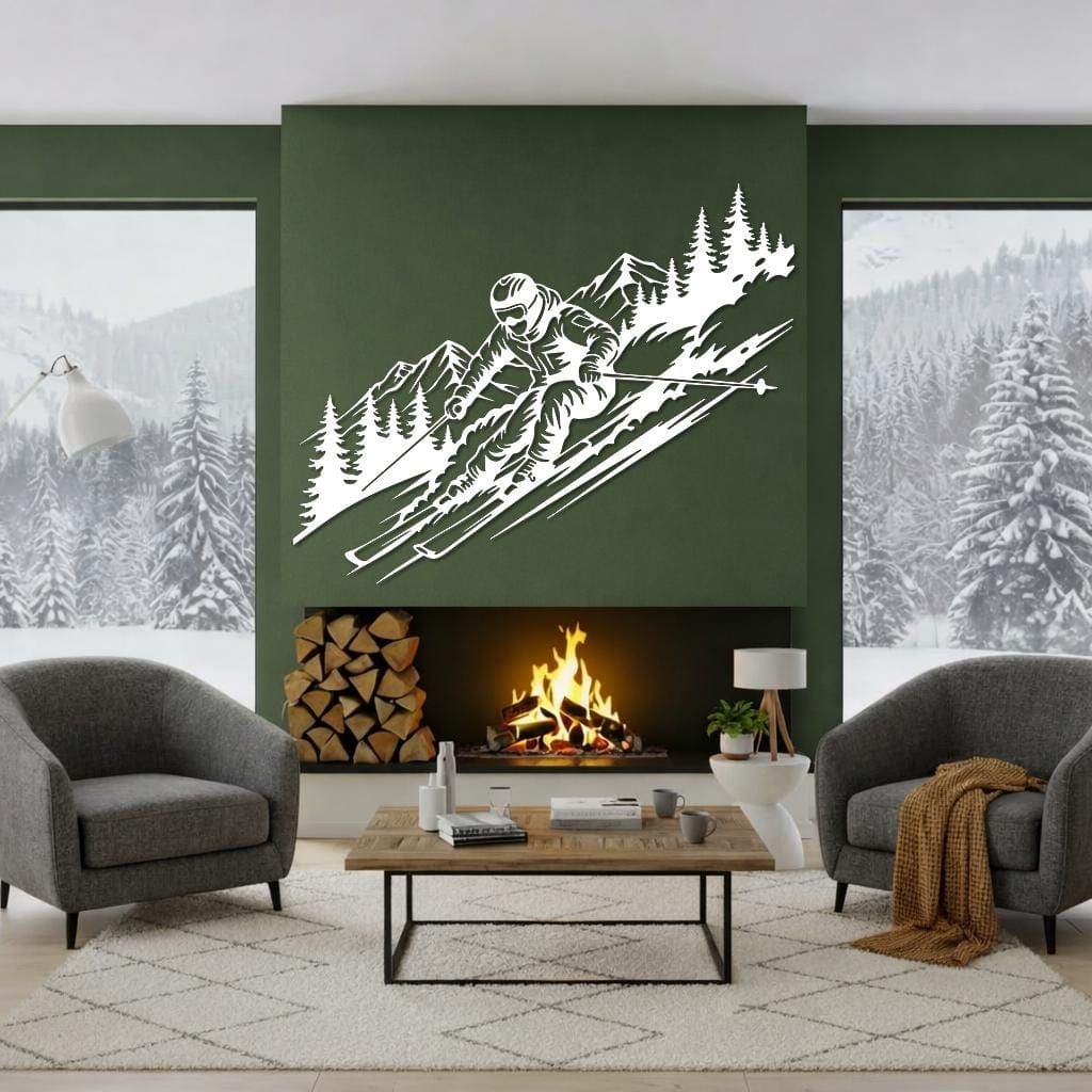 Art Mural Metalik – Skiatori – punim artizanal çeliku nga AR-TI Atelier – foto 3