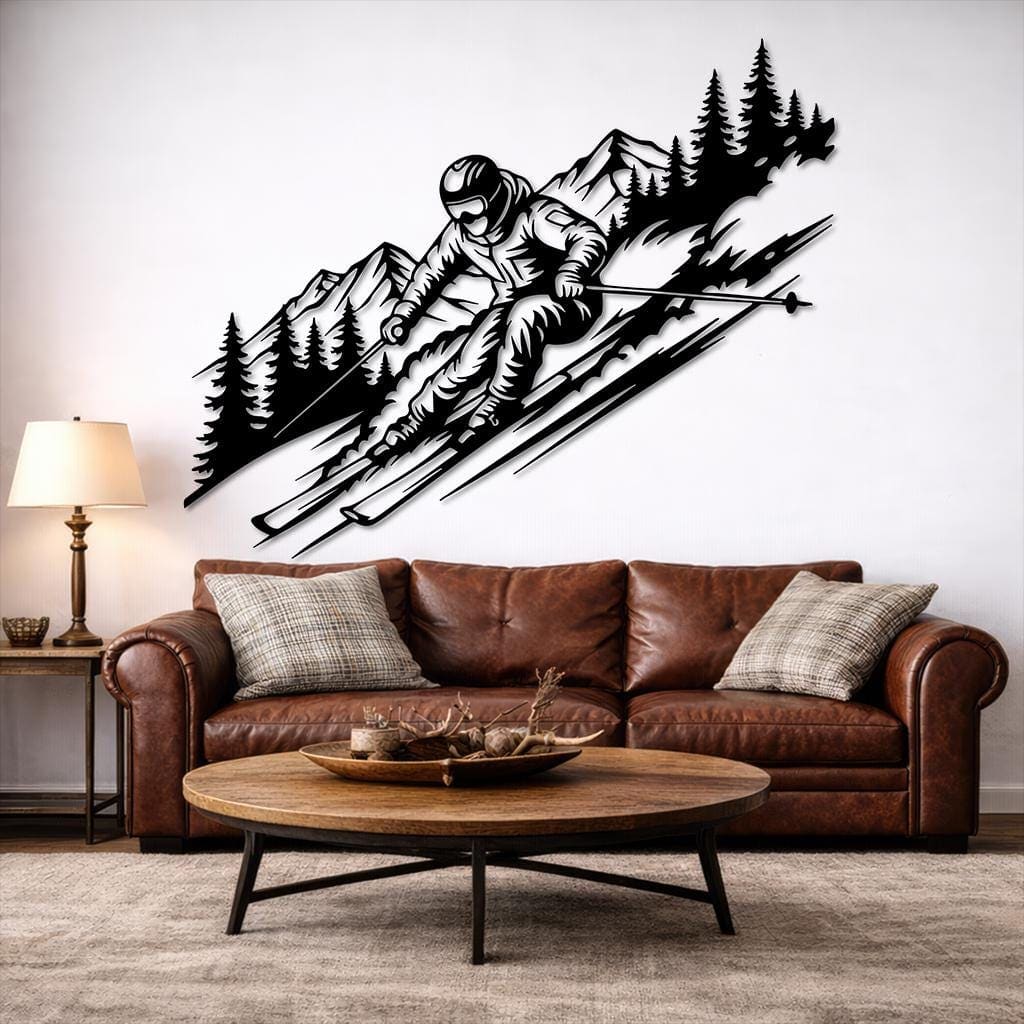 Art Mural Metalik – Skiatori – punim artizanal çeliku nga AR-TI Atelier – foto 4