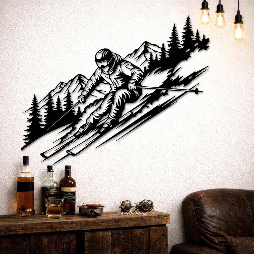 Art Mural Metalik – Skiatori – punim artizanal çeliku nga AR-TI Atelier – foto 5