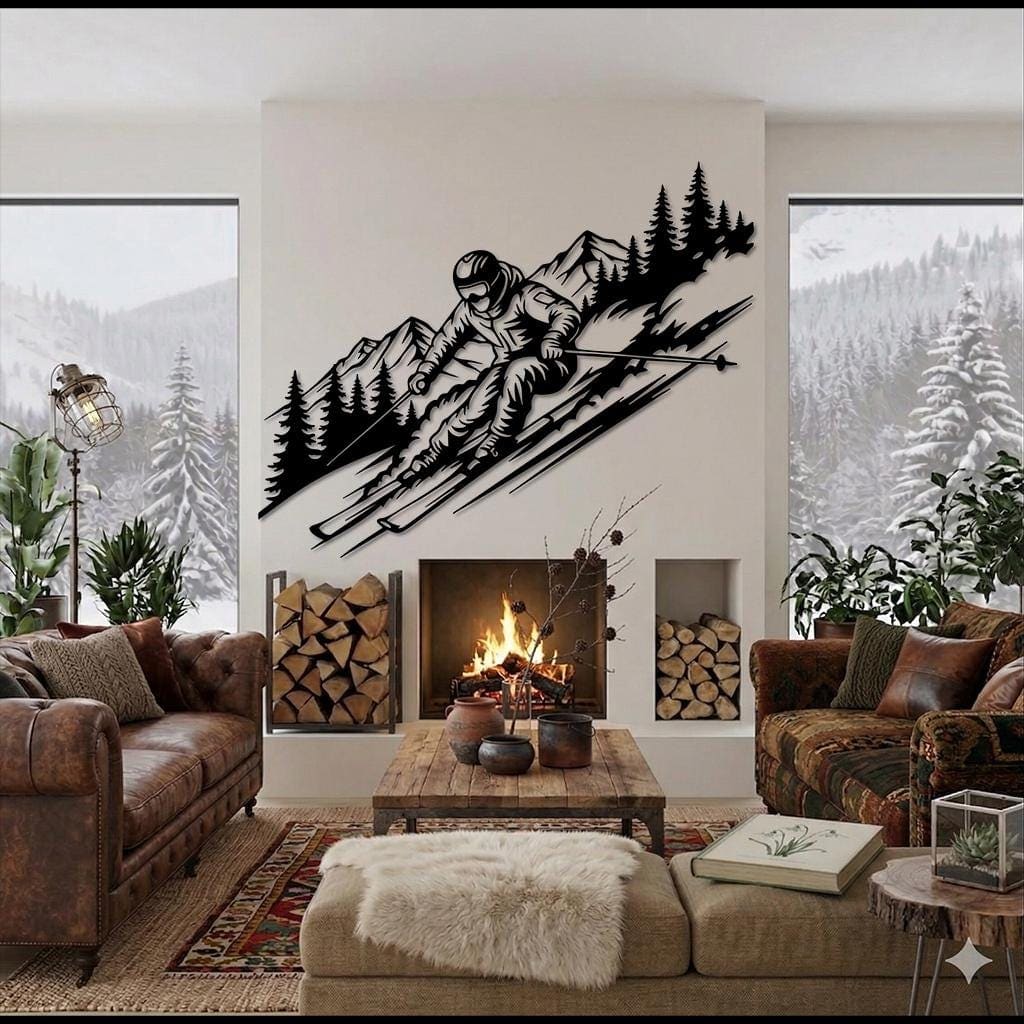 Art Mural Metalik – Skiatori – punim artizanal çeliku nga AR-TI Atelier – foto 6