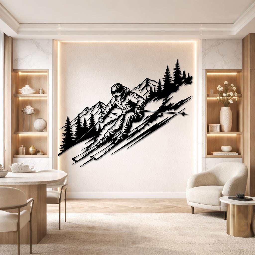 Art Mural Metalik – Skiatori – punim artizanal çeliku nga AR-TI Atelier – foto 7