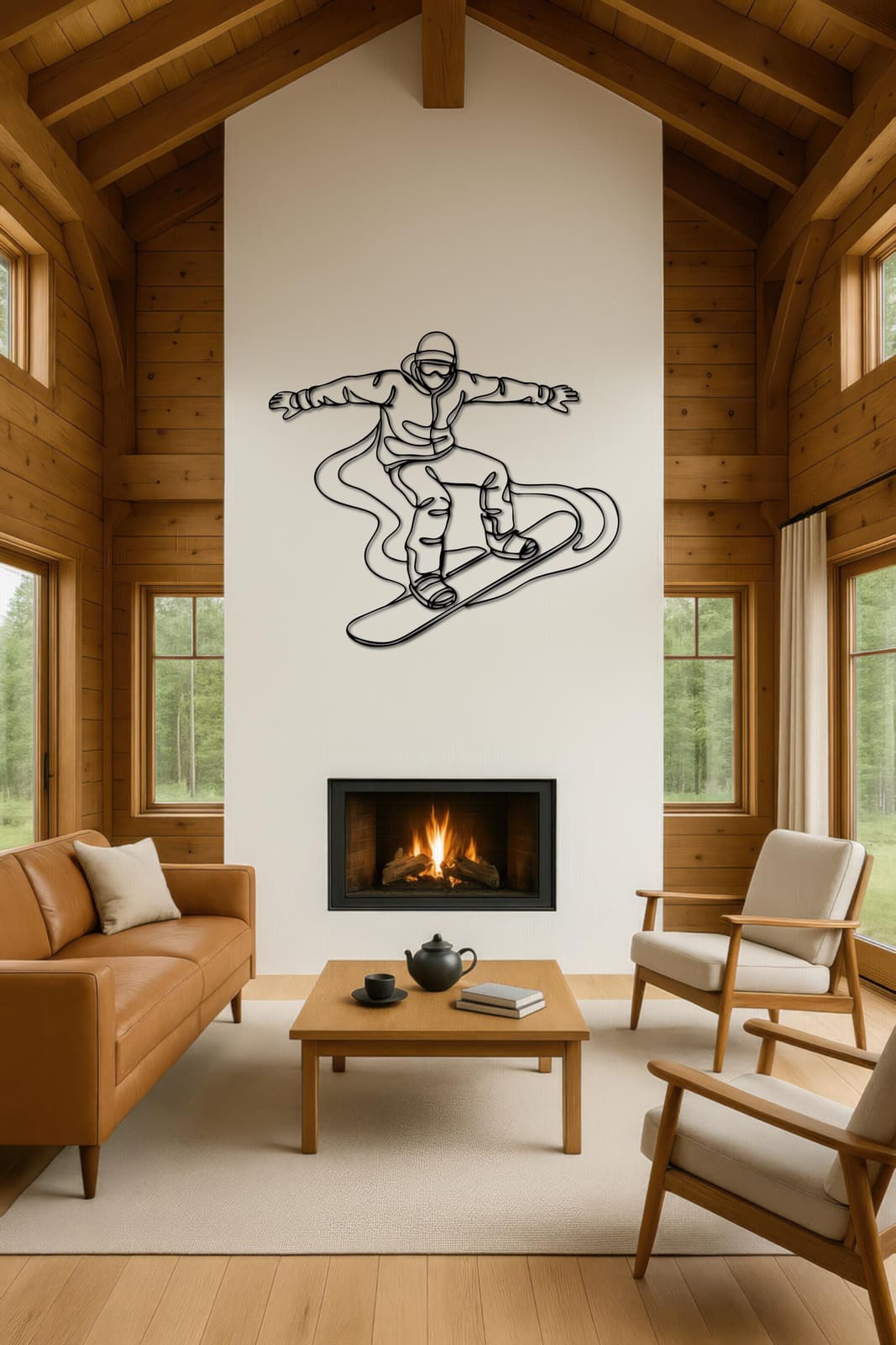 Art Mural Metalik – Snowboardisti – punim artizanal çeliku nga AR-TI Atelier – foto 5