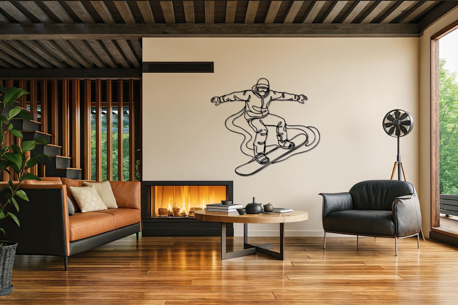 Art Mural Metalik – Snowboardisti – punim artizanal çeliku nga AR-TI Atelier – foto 10