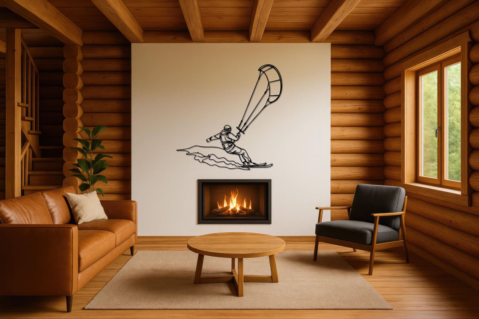 Art Mural Metalik – Snowkiting – punim artizanal çeliku nga AR-TI Atelier – foto 5