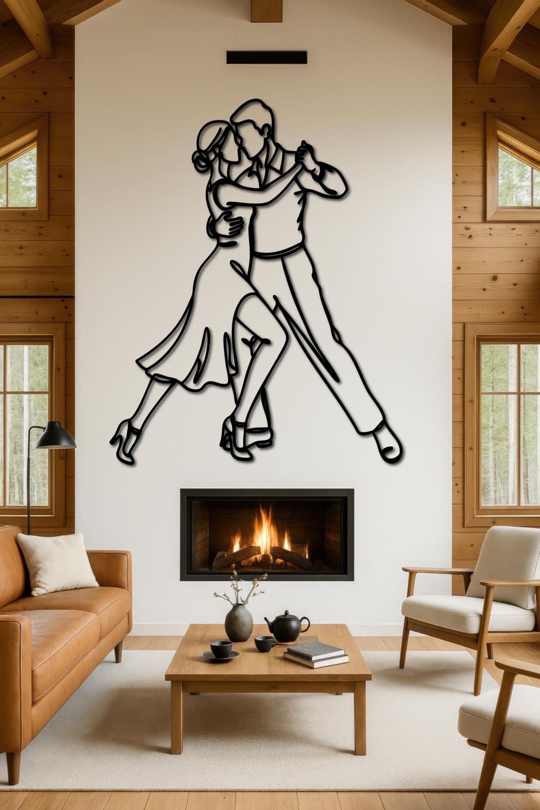 Art Mural Metalik – Tango Line Art – punim artizanal nga AR-TI Atelier