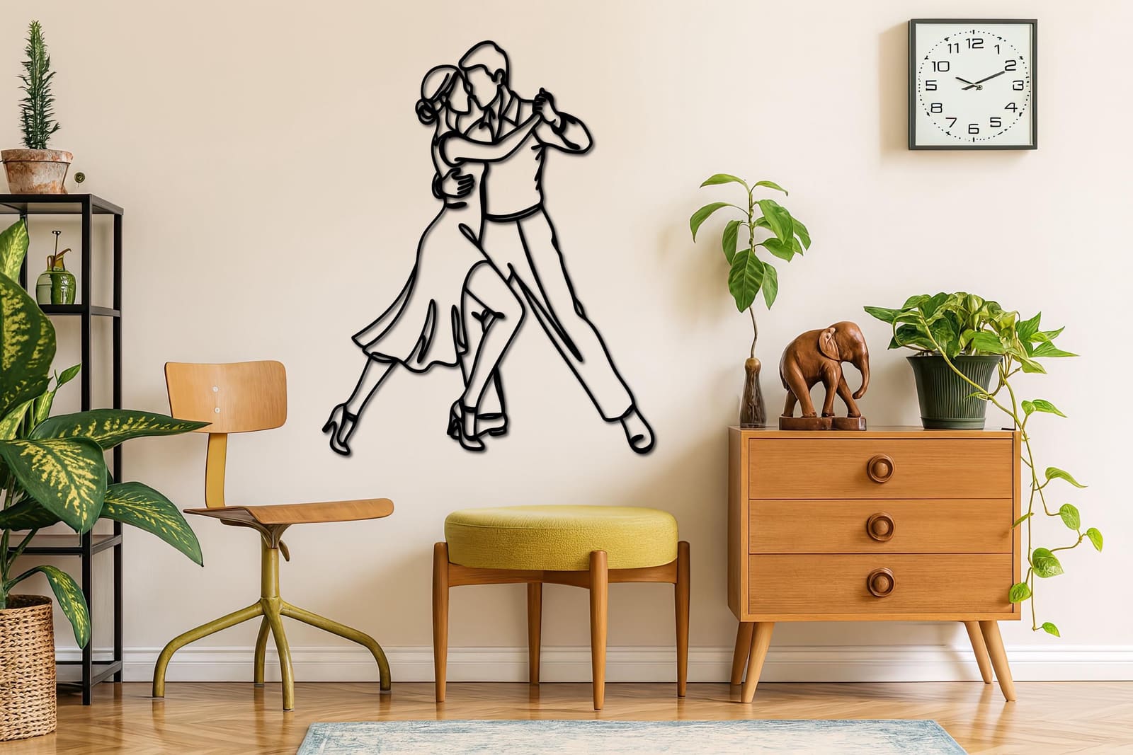 Art Mural Metalik – Tango Line Art – punim artizanal çeliku nga AR-TI Atelier – foto 4