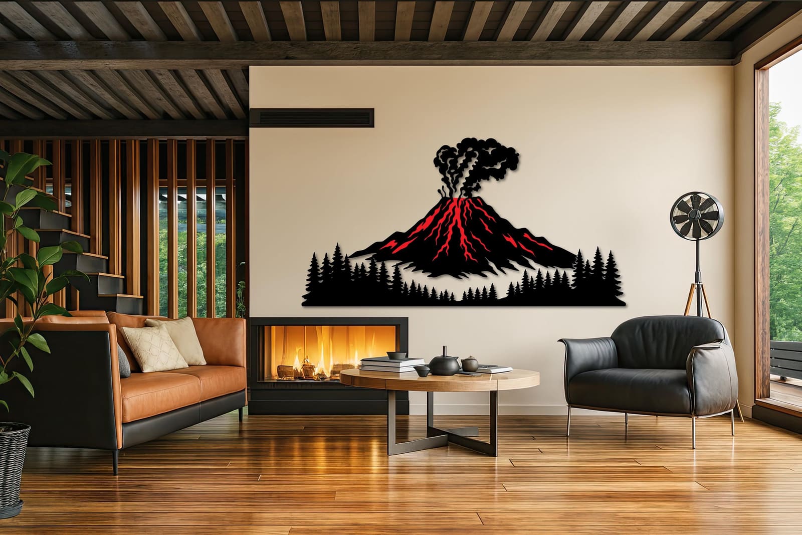 Art Mural Metalik – Vullkani – punim artizanal nga AR-TI Atelier