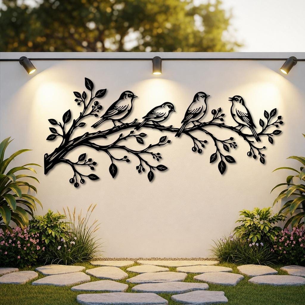 Art Mural Metalik – Zogjtë në Degë – punim artizanal çeliku nga AR-TI Atelier – foto 2