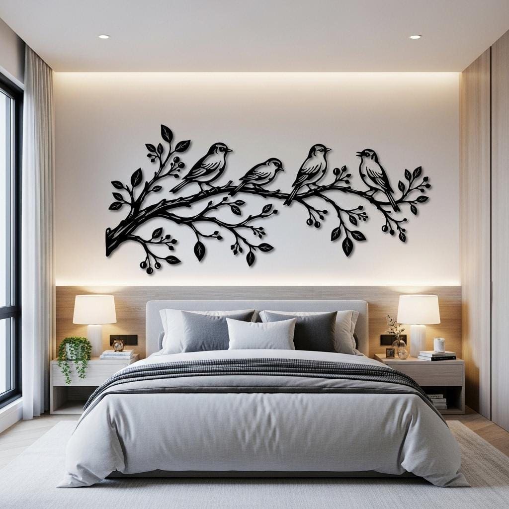 Art Mural Metalik – Zogjtë në Degë – punim artizanal çeliku nga AR-TI Atelier – foto 3