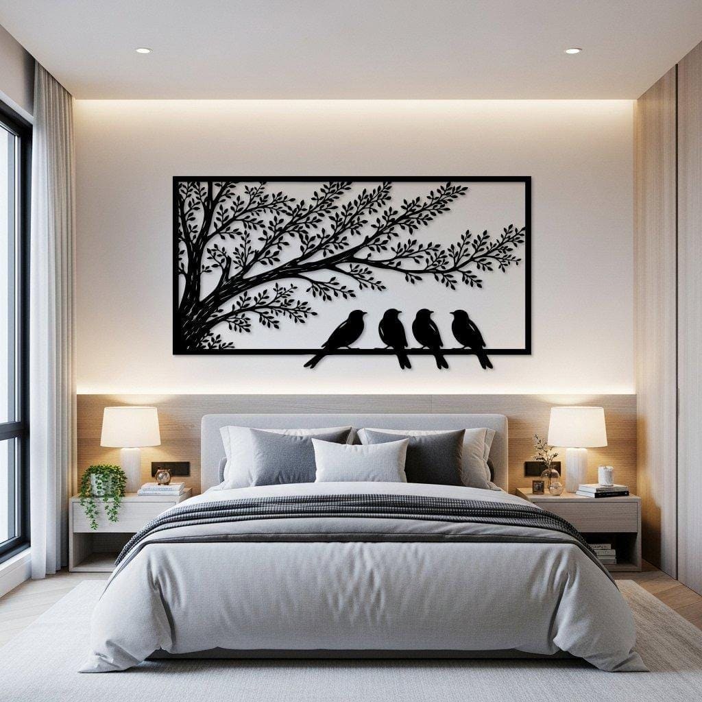 Art Mural Metalik – Zogu dhe Pema – punim artizanal nga AR-TI Atelier