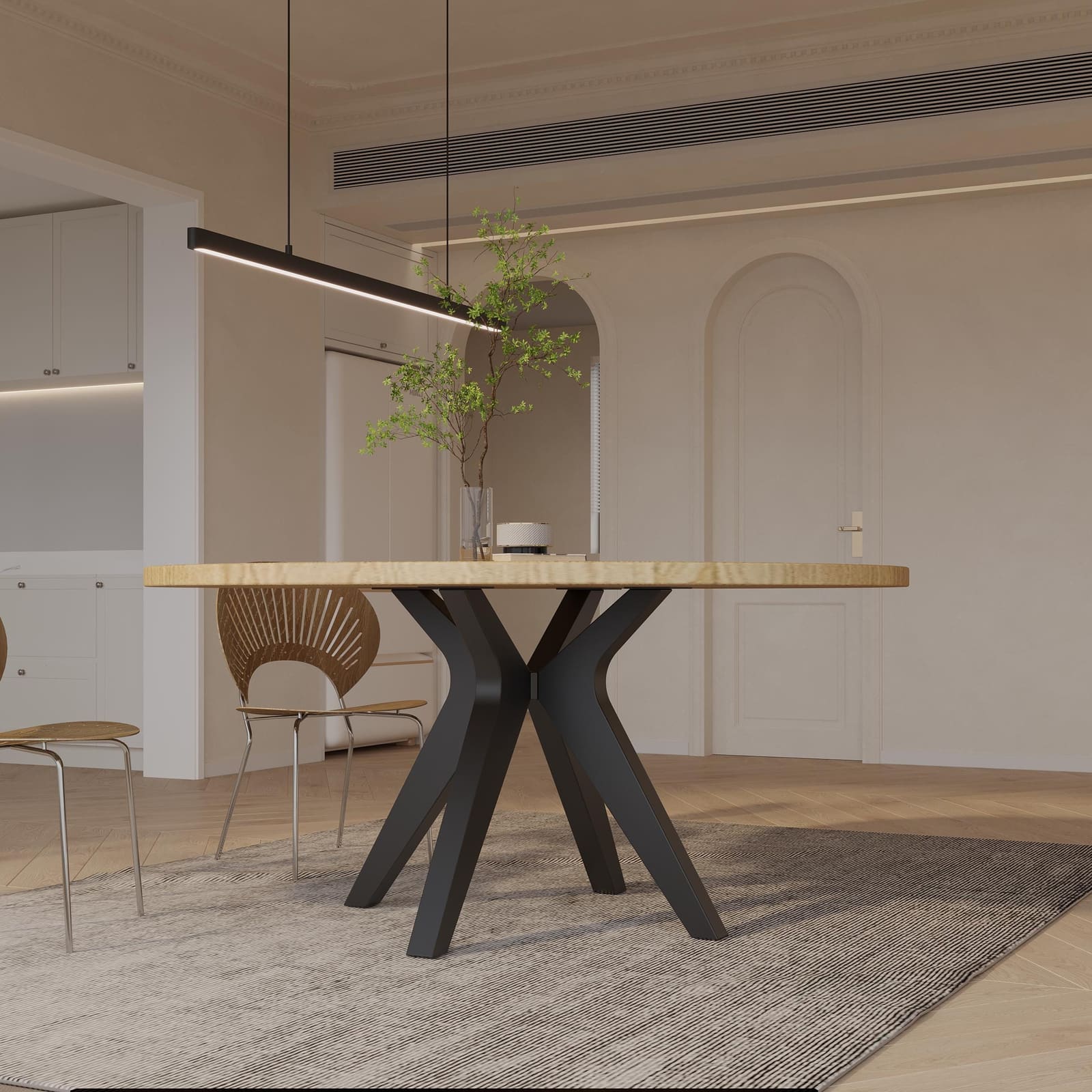 Bazë Tavoline Ngrënieje E Rrumbullakët, 71 cm · Modeli 3 – punim artizanal çeliku nga AR-TI Atelier – foto 4