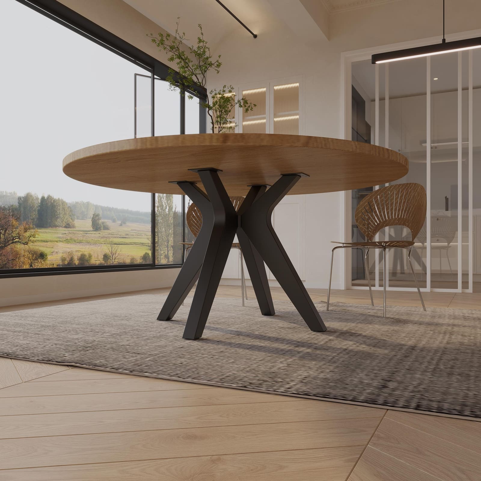 Bazë Tavoline Ngrënieje E Rrumbullakët, 71 cm · Modeli 3 – punim artizanal çeliku nga AR-TI Atelier – foto 5