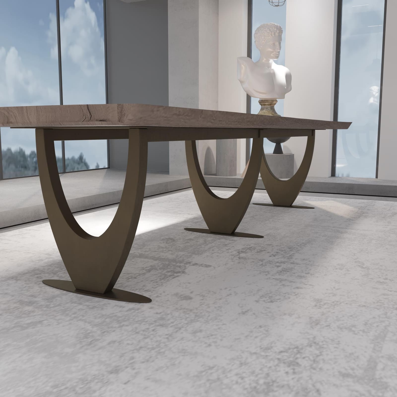 Bazë Tavoline Ngrënieje Moderne – Ar i Furçuar, 71 cm · Modeli 2 – punim artizanal çeliku nga AR-TI Atelier – foto 3