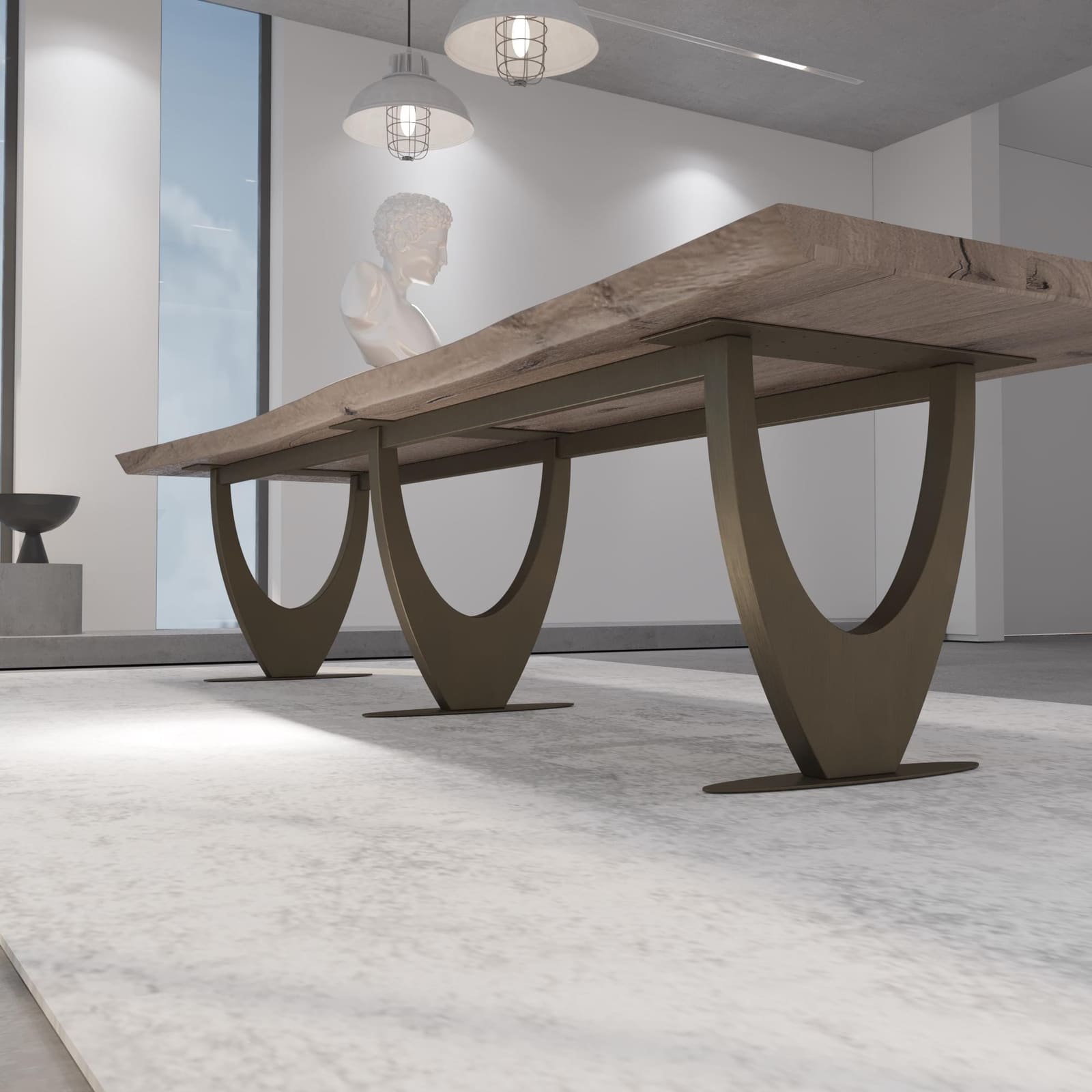 Bazë Tavoline Ngrënieje Moderne – Ar i Furçuar, 71 cm · Modeli 2 – punim artizanal çeliku nga AR-TI Atelier – foto 4