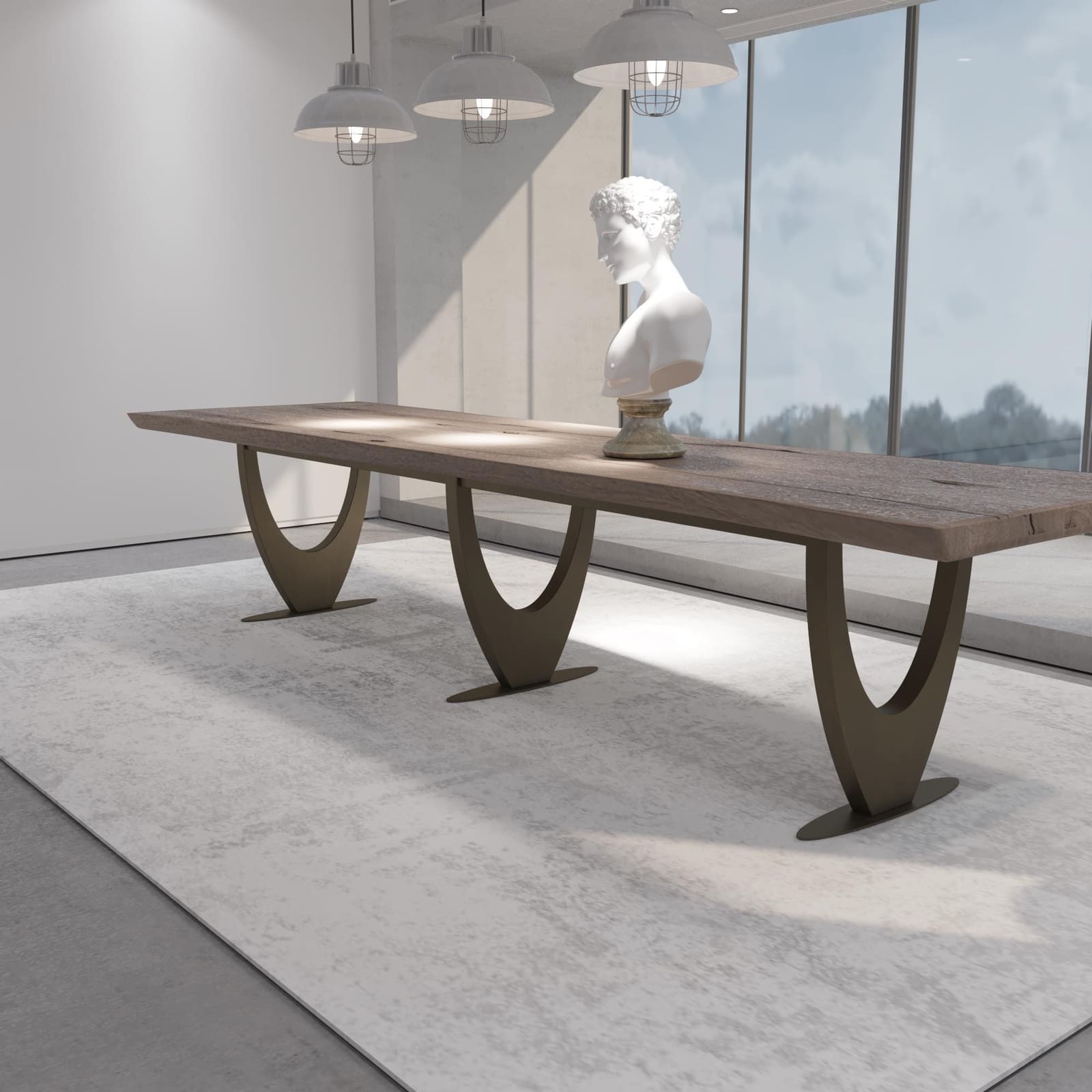 Bazë Tavoline Ngrënieje Moderne – Ar i Furçuar, 71 cm · Modeli 2 – punim artizanal çeliku nga AR-TI Atelier – foto 5