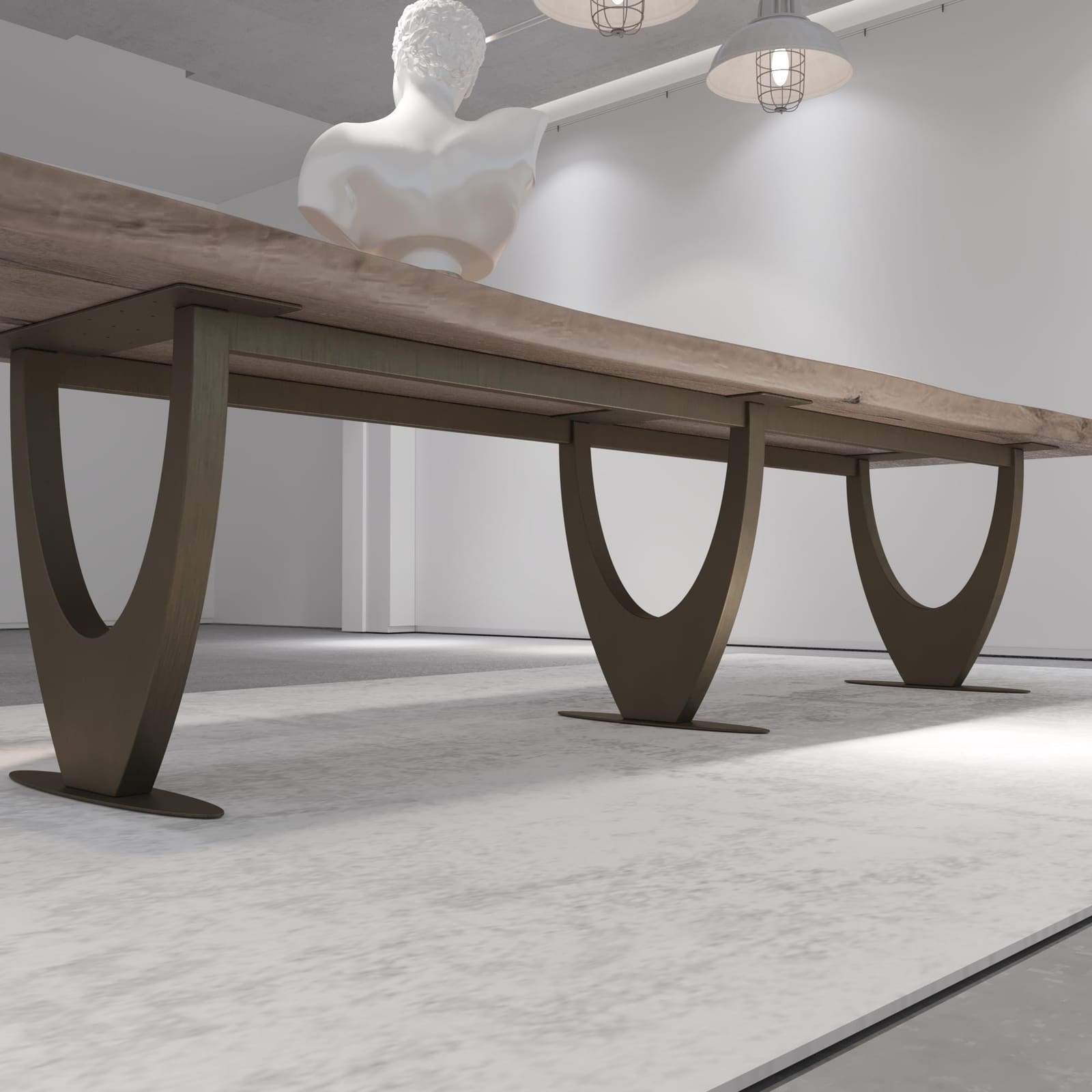 Bazë Tavoline Ngrënieje Moderne – Ar i Furçuar, 71 cm · Modeli 2 – punim artizanal çeliku nga AR-TI Atelier – foto 6