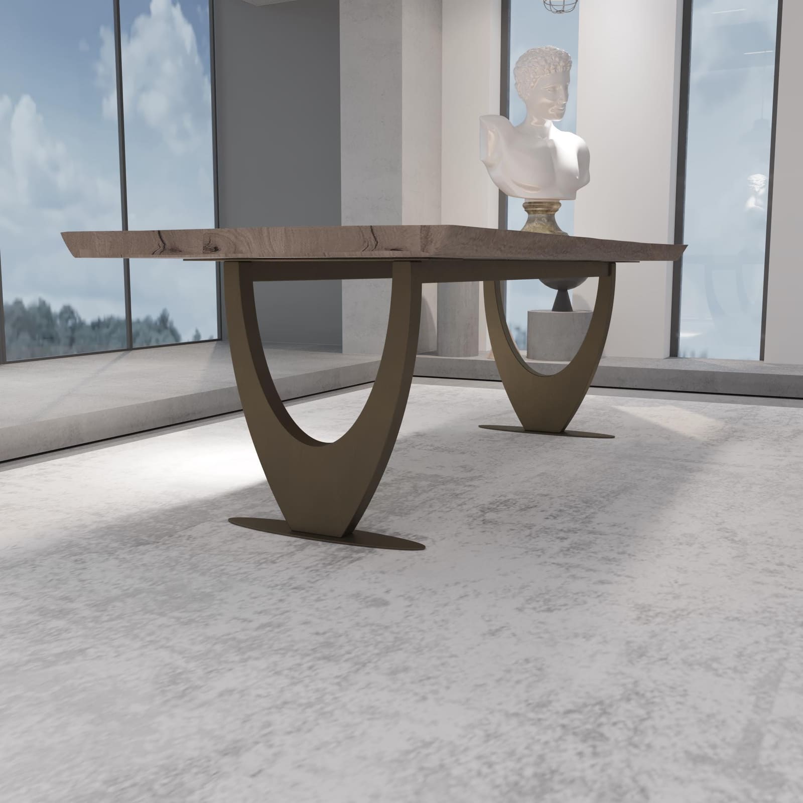 Bazë Tavoline Ngrënieje Moderne – Ar i Furçuar, 71 cm · Modeli 3 – punim artizanal çeliku nga AR-TI Atelier – foto 3