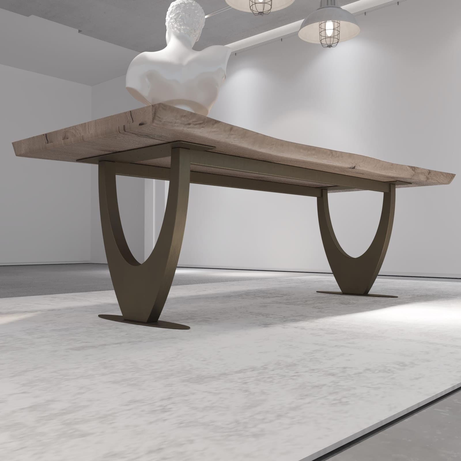 Bazë Tavoline Ngrënieje Moderne – Ar i Furçuar, 71 cm · Modeli 3 – punim artizanal çeliku nga AR-TI Atelier – foto 6