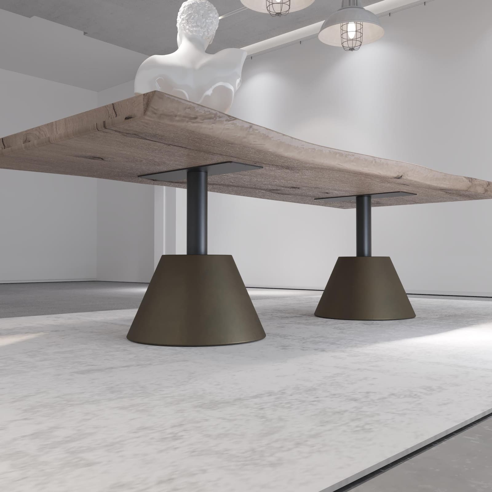 Bazë Tavoline Ngrënieje Moderne – Ar i Furçuar, 71 cm · Modeli 4 – punim artizanal çeliku nga AR-TI Atelier – foto 2