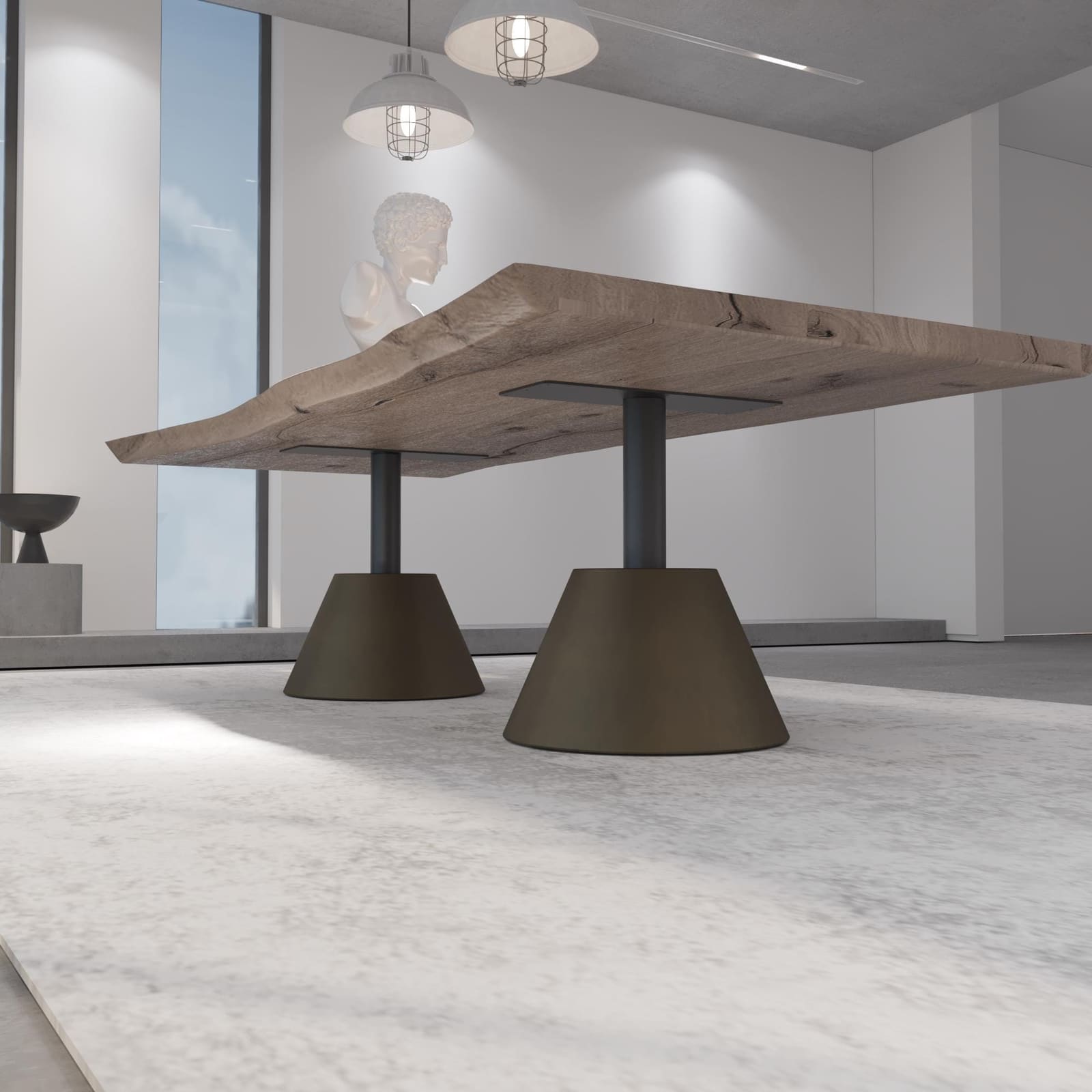 Bazë Tavoline Ngrënieje Moderne – Ar i Furçuar, 71 cm · Modeli 4 – punim artizanal çeliku nga AR-TI Atelier – foto 4