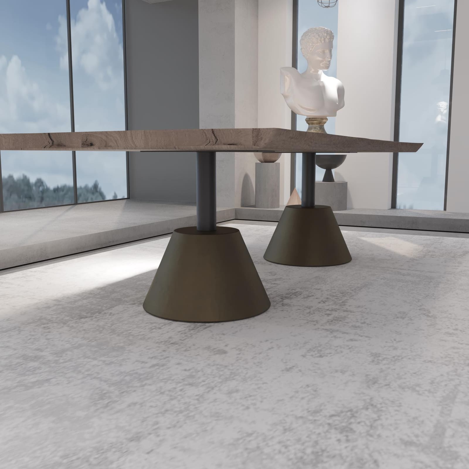 Bazë Tavoline Ngrënieje Moderne – Ar i Furçuar, 71 cm · Modeli 4 – punim artizanal çeliku nga AR-TI Atelier – foto 5