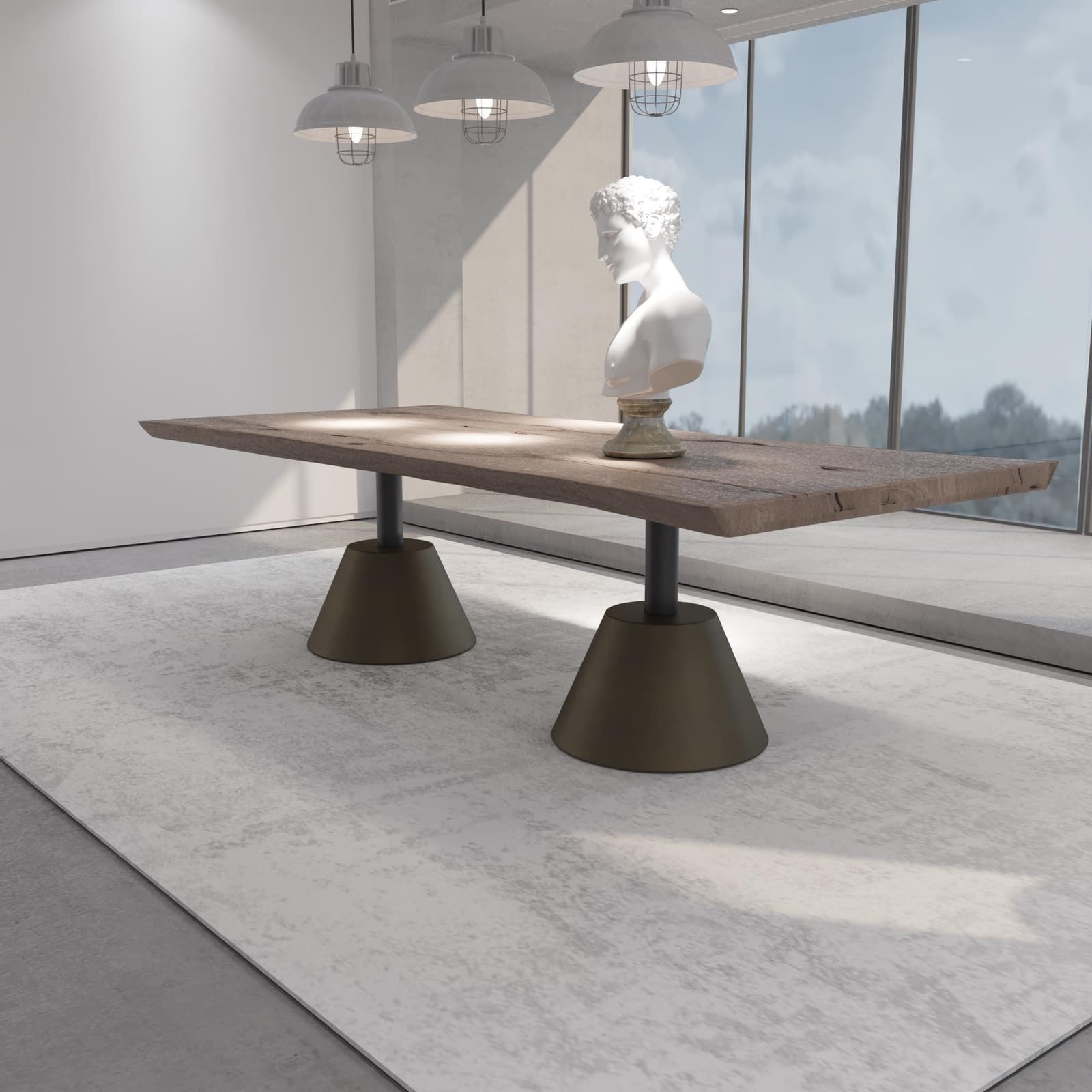 Bazë Tavoline Ngrënieje Moderne – Ar i Furçuar, 71 cm · Modeli 4 – punim artizanal çeliku nga AR-TI Atelier – foto 6