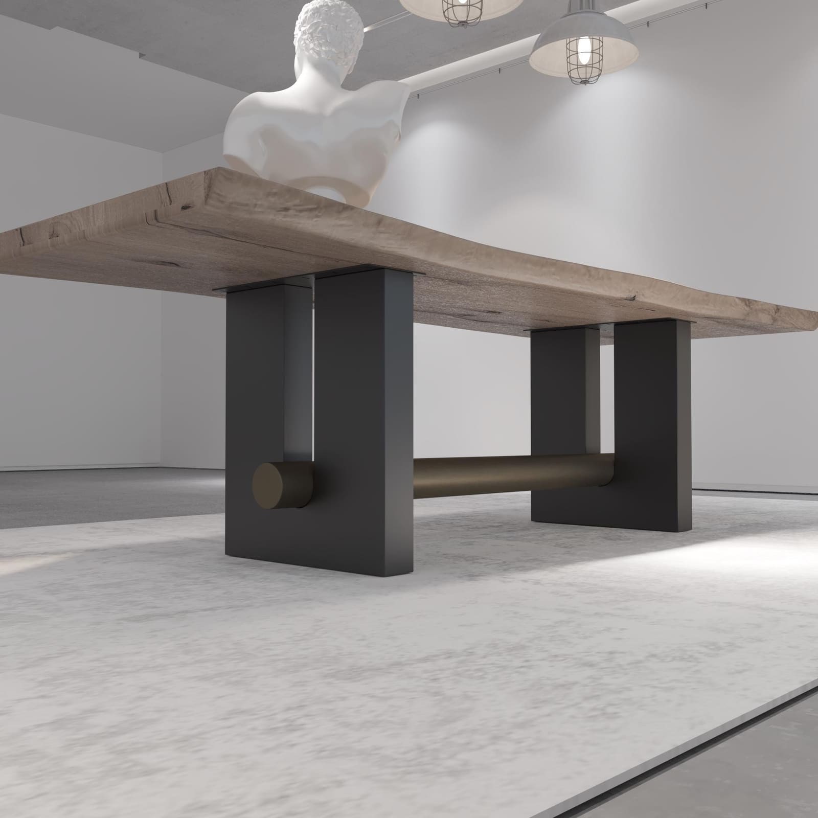 Bazë Tavoline Ngrënieje Moderne – Ar i Furçuar, 71 cm · Modeli 5 – punim artizanal çeliku nga AR-TI Atelier – foto 5
