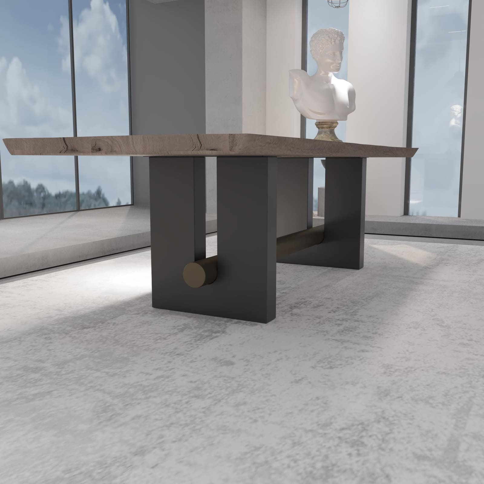 Bazë Tavoline Ngrënieje Moderne – Ar i Furçuar, 71 cm · Modeli 5 – punim artizanal çeliku nga AR-TI Atelier – foto 6
