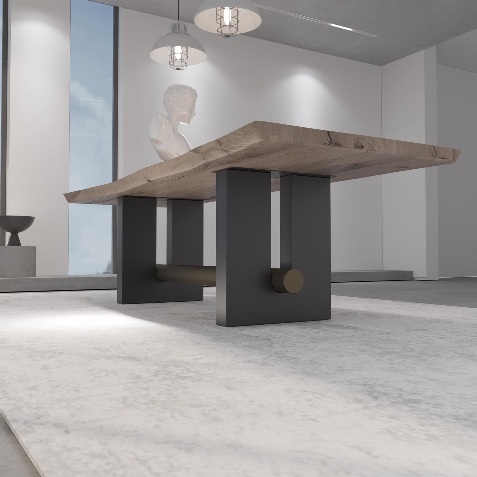 Bazë Tavoline Ngrënieje Moderne – Ar i Furçuar, 71 cm · Modeli 5 – punim artizanal çeliku nga AR-TI Atelier – foto 7