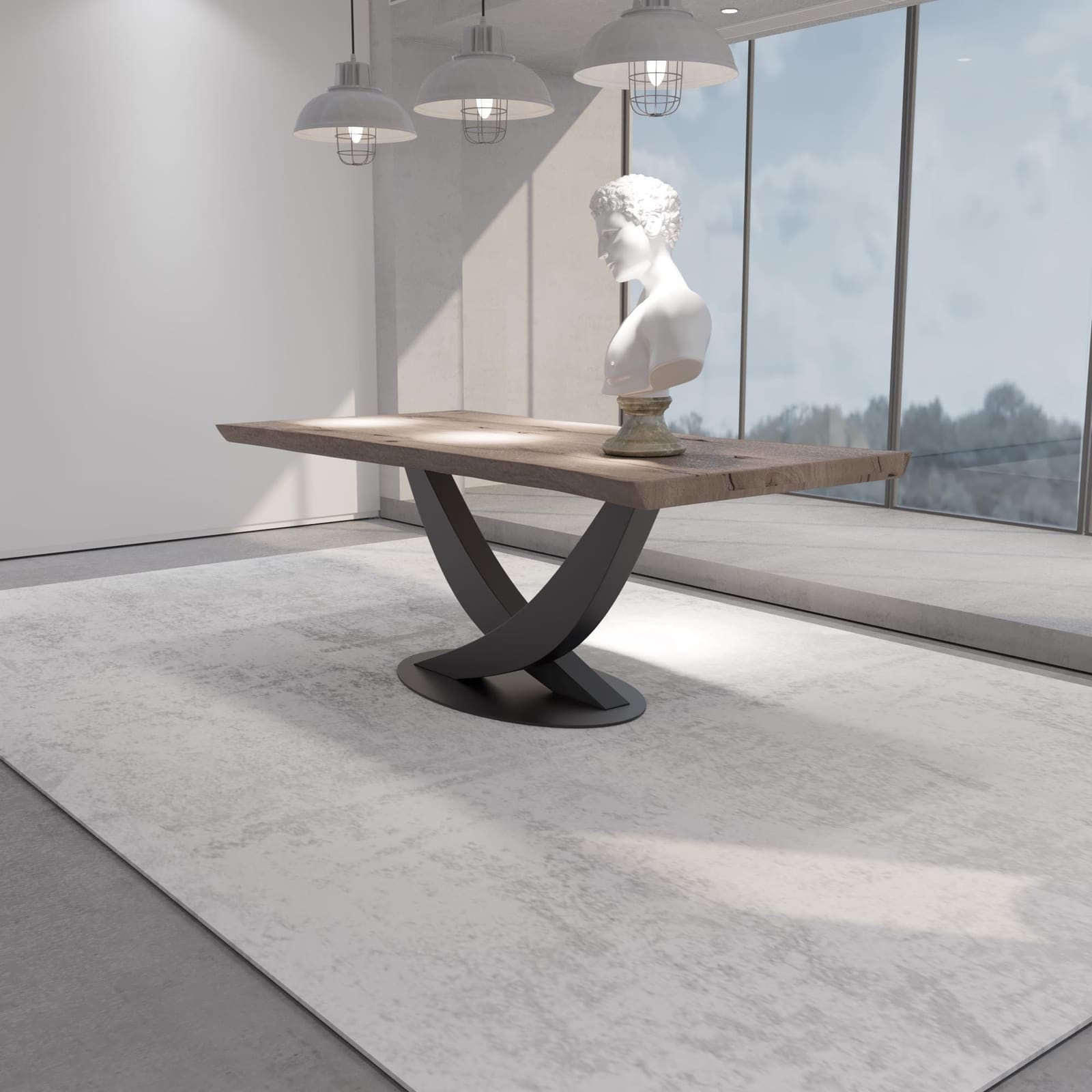 Bazë Tavoline Ngrënieje Moderne, 71 cm · Modeli 12 – punim artizanal çeliku nga AR-TI Atelier – foto 3