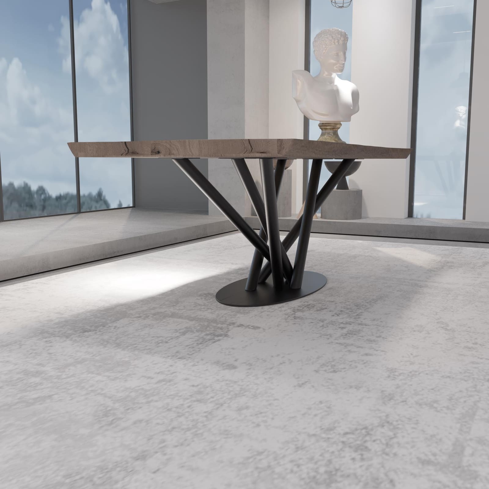 Bazë Tavoline Ngrënieje Në Formë X, 71 cm · Modeli 2 – punim artizanal çeliku nga AR-TI Atelier – foto 3