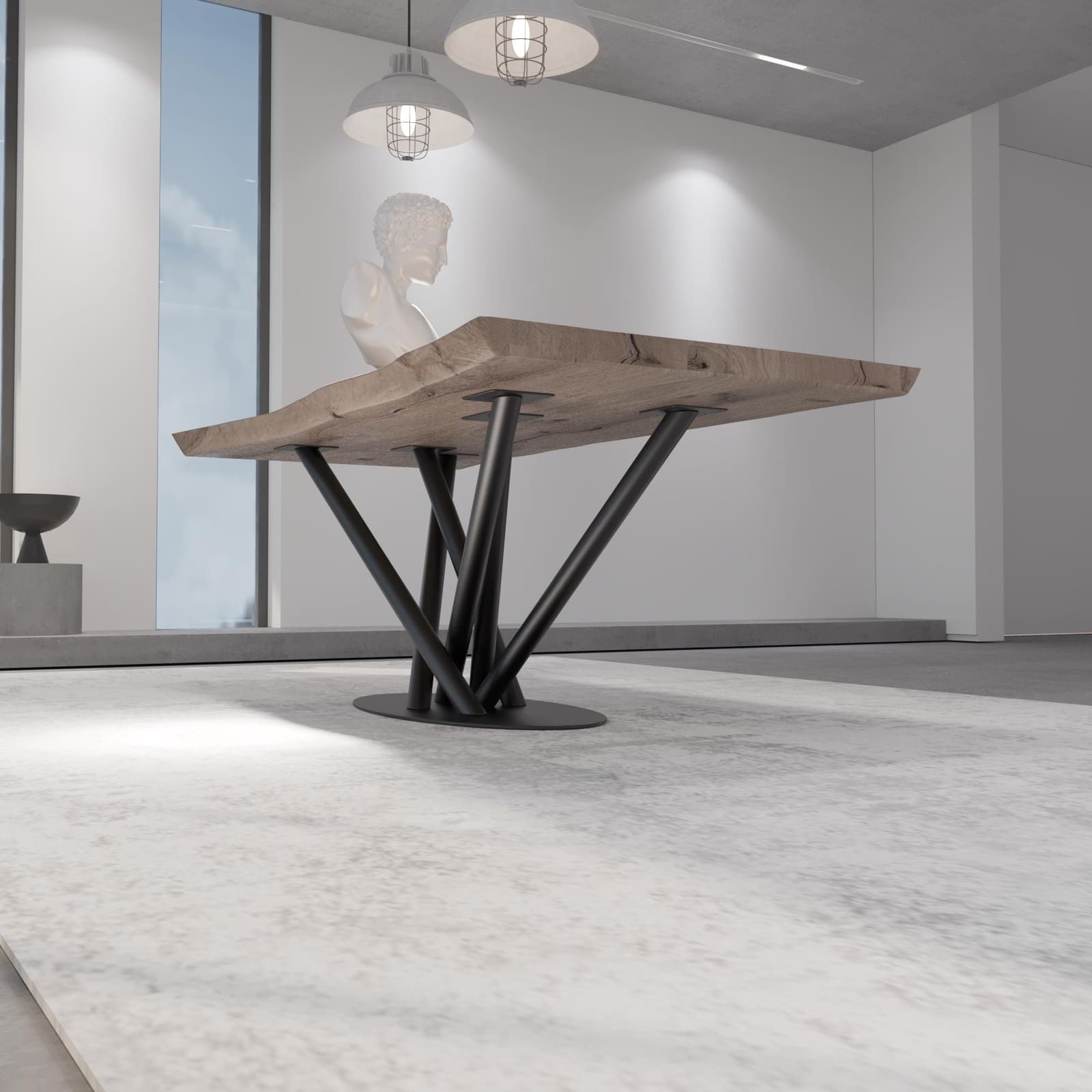 Bazë Tavoline Ngrënieje Në Formë X, 71 cm · Modeli 2 – punim artizanal çeliku nga AR-TI Atelier – foto 4