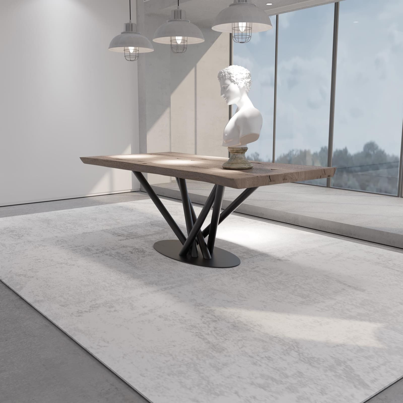 Bazë Tavoline Ngrënieje Në Formë X, 71 cm · Modeli 2 – punim artizanal çeliku nga AR-TI Atelier – foto 5